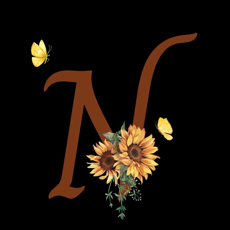 Letter n sunflower butterfly