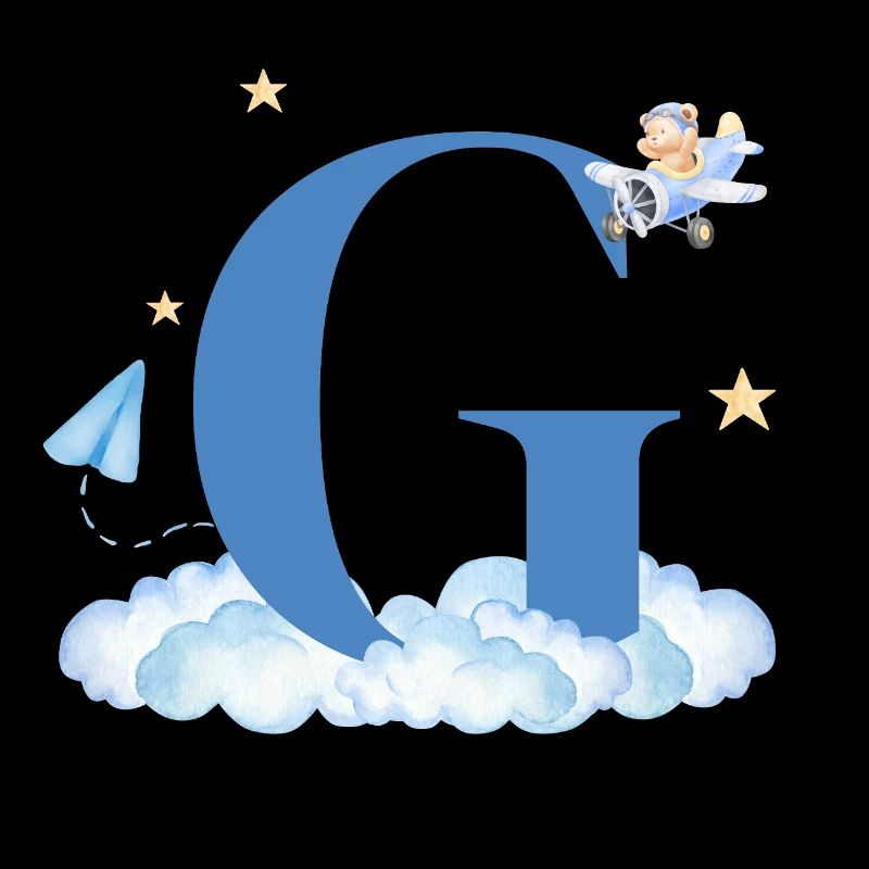 Letter G Blue Clouds Airplane Child