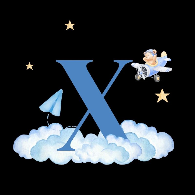 Letter x Blue Clouds Airplane Child