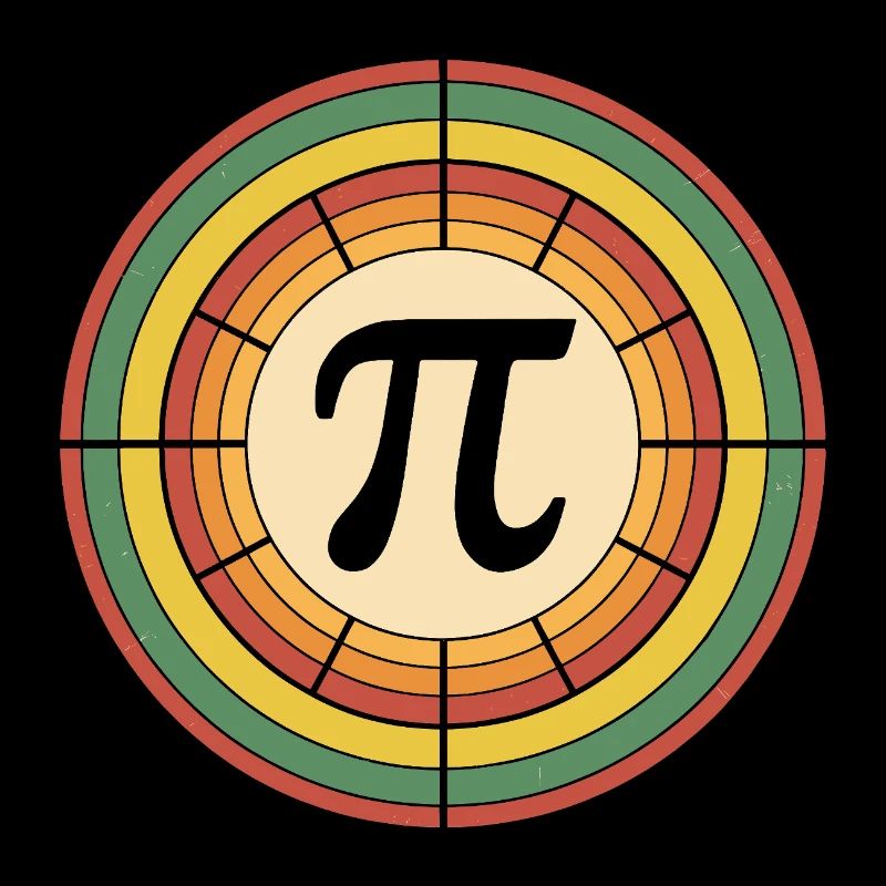 Retro Style Pi Tag Geometric Pattern Art