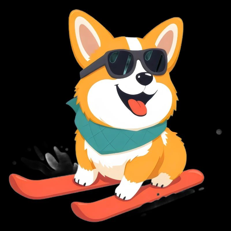 Mignon corgi skiant