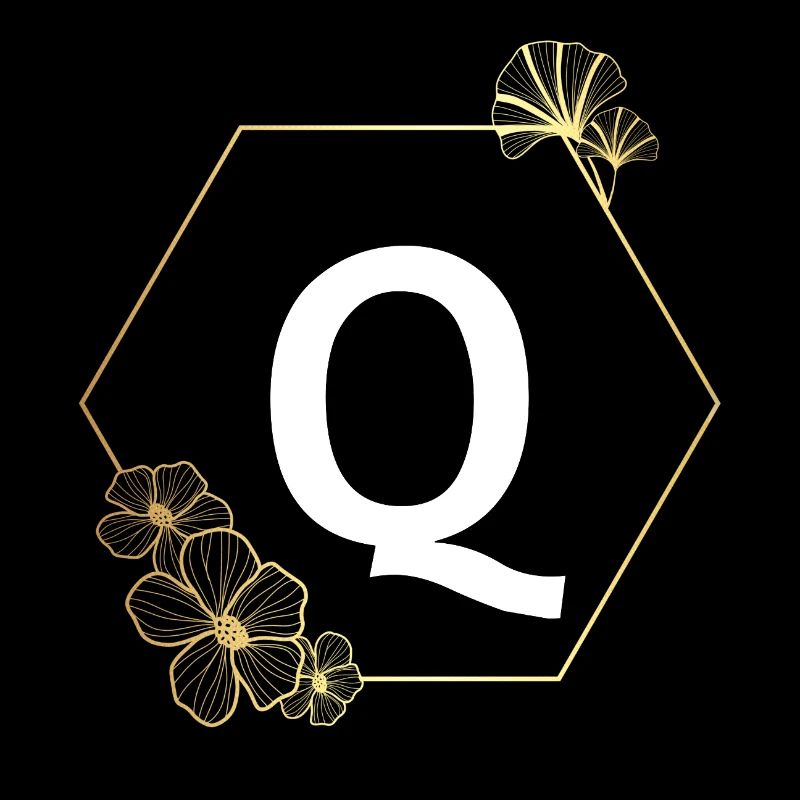 Letter q Gold Floral Frame
