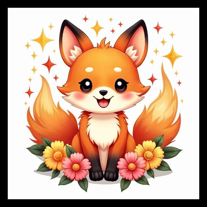 Magischer Fuchs & Blumen