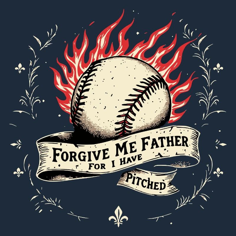 Forgive Me Father Baseball Pitcher Flame Design