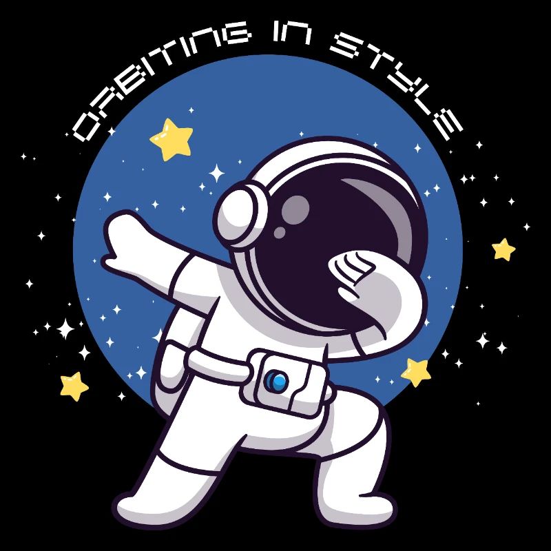 astronaut cartoon character dancing in