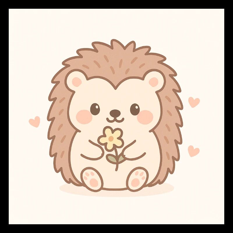 Hérisson Kawaii dans un style pastel