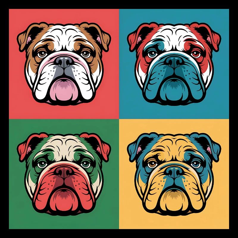 A bulldog with a pop art style