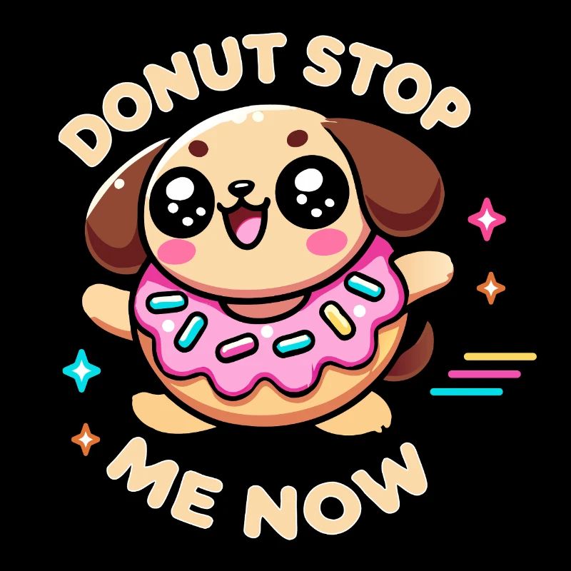 Kawaii Chibi Donut Stop Me Now - Funny Food Pun