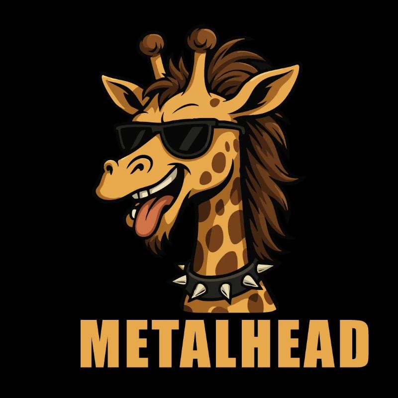 Cool "Metalhead" giraffe with sunglasses.