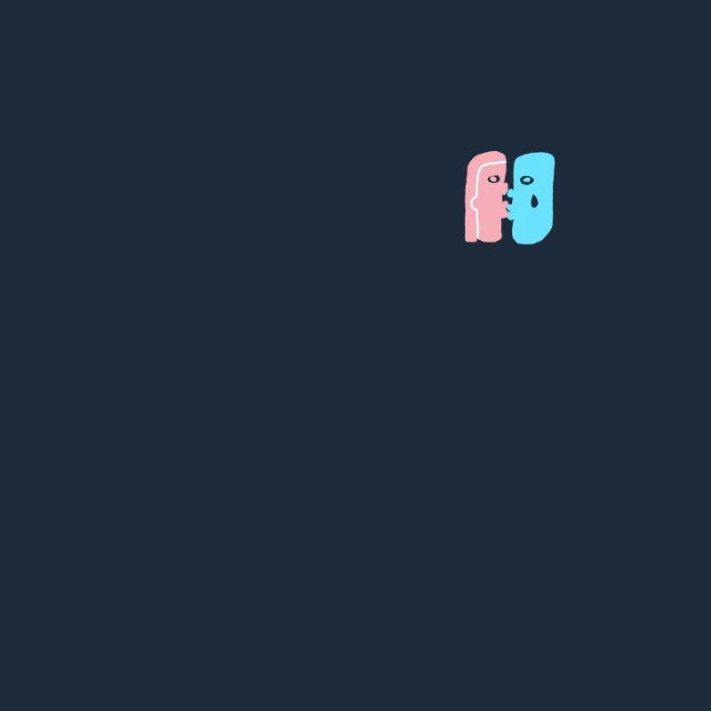 Lovers Faces face to face, one ple