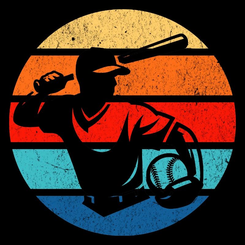 Retro Baseball Player Vintage Sunset Style