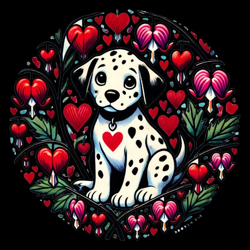 Valentine Dalmatian with Bleeding Hearts