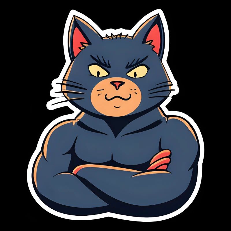 Cat with Muscles-Funny Comic Design