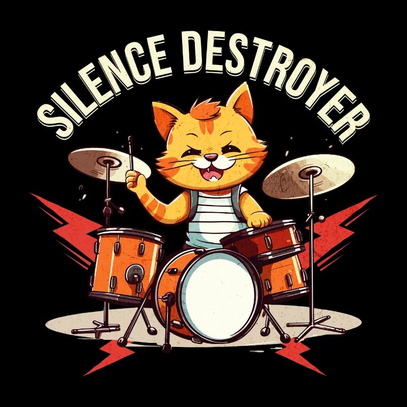 Drums Drums Silence Destroyer Cat Funny