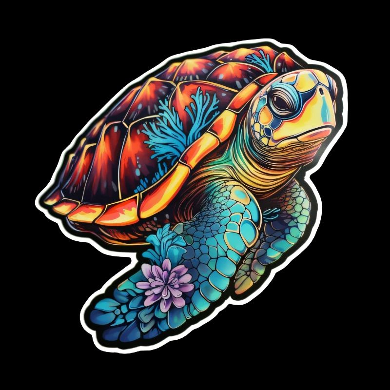 Tortue de mer psychédélique