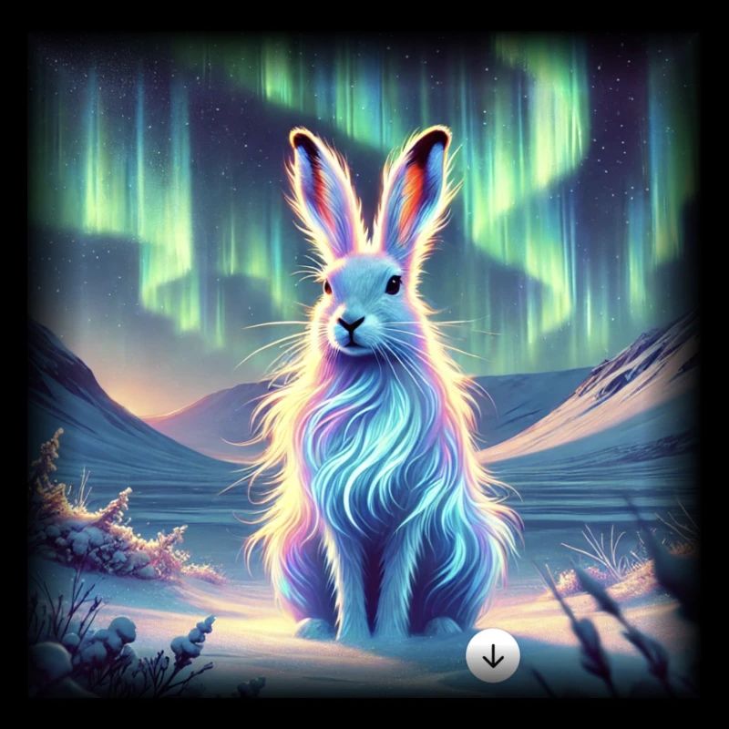 Mountain hare Aurora Borealis