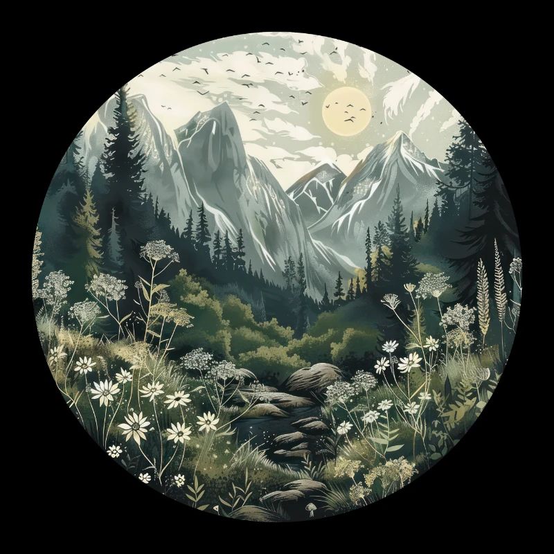 Boho, Flowers, Mountains, Landscape, Nature, Trees