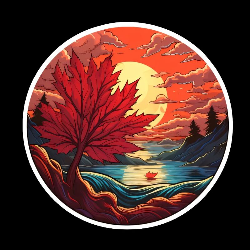 Maple leaf at sunset