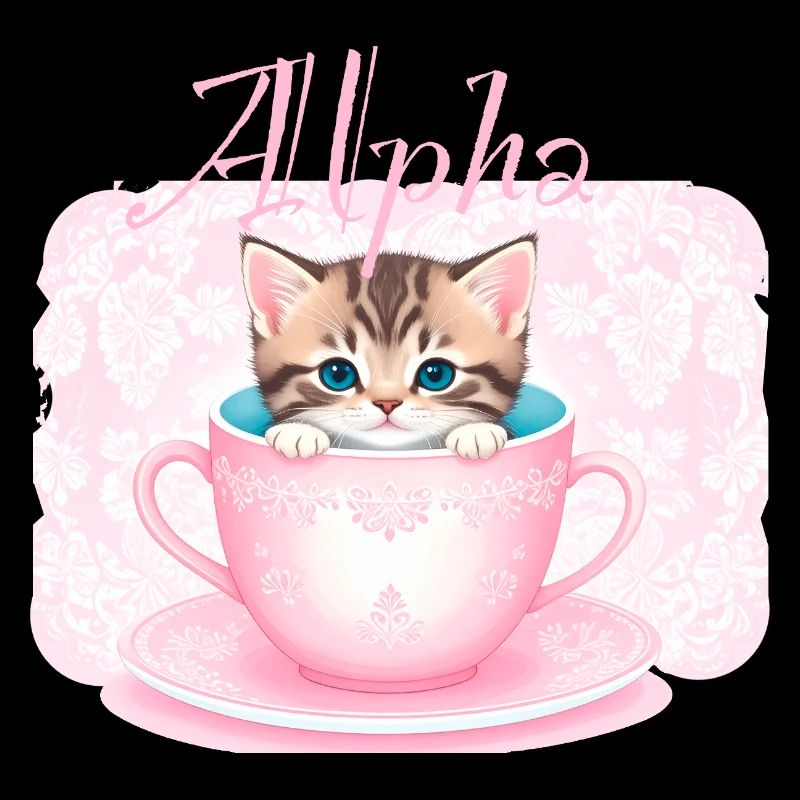 Chat dans la tasse, chat, coupe, alpha, rose, roses