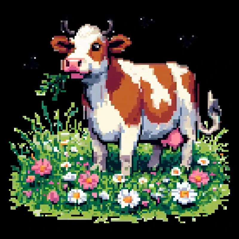 PixelArt Vache heureuse