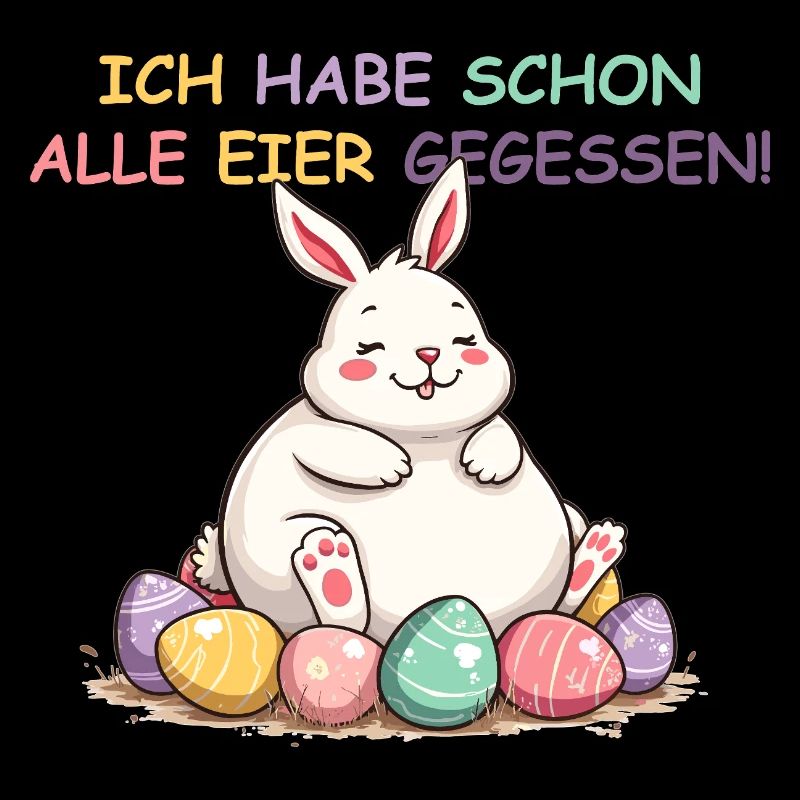 All eggs eaten funny colorful Easter with bunny