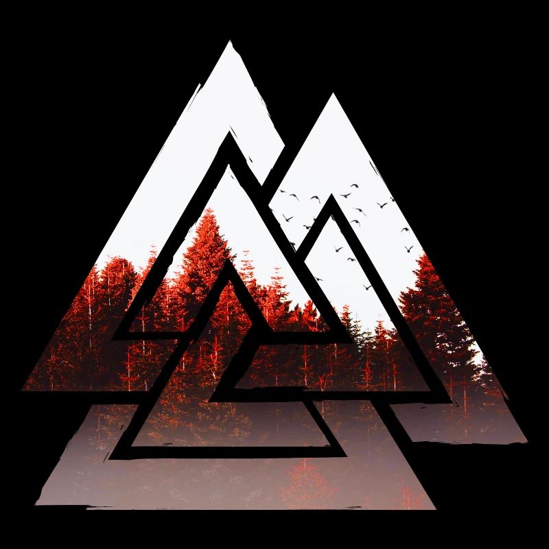 Valknut, symbole d'Odin - Avec forêt