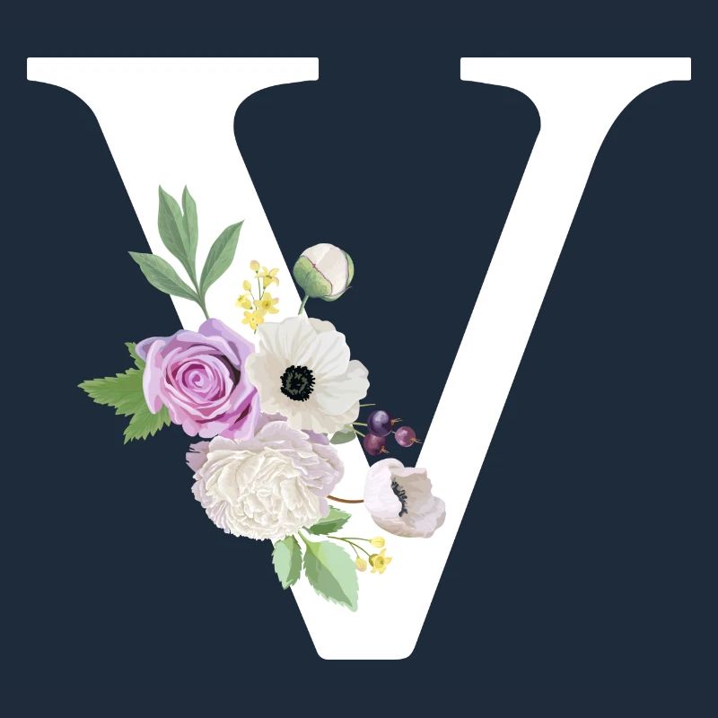 Purple Floral V Letter