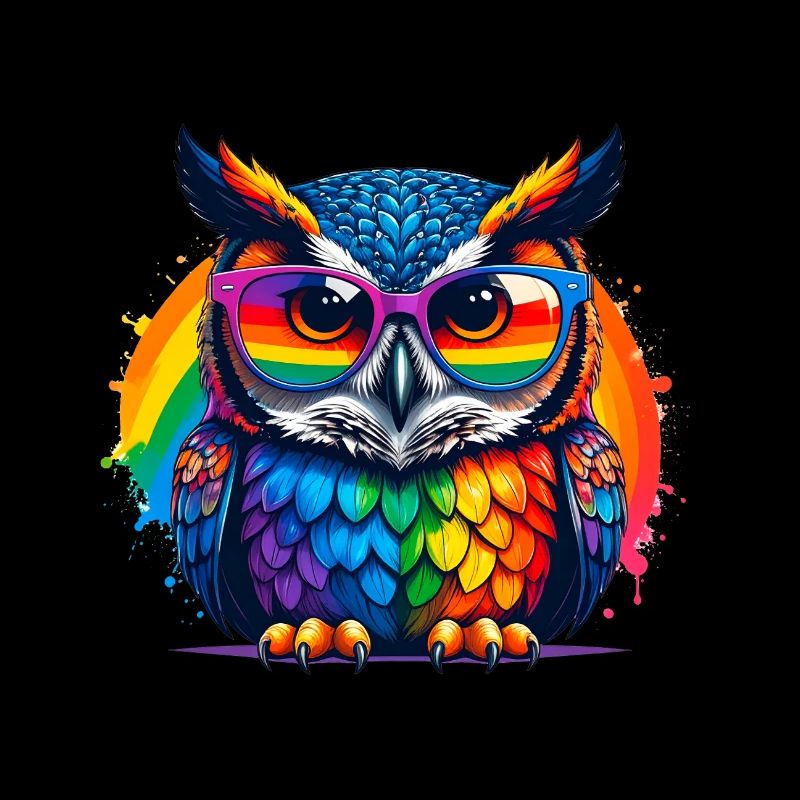 Eule, LGTB,Regenbogen, Sonnenbrille, bunt