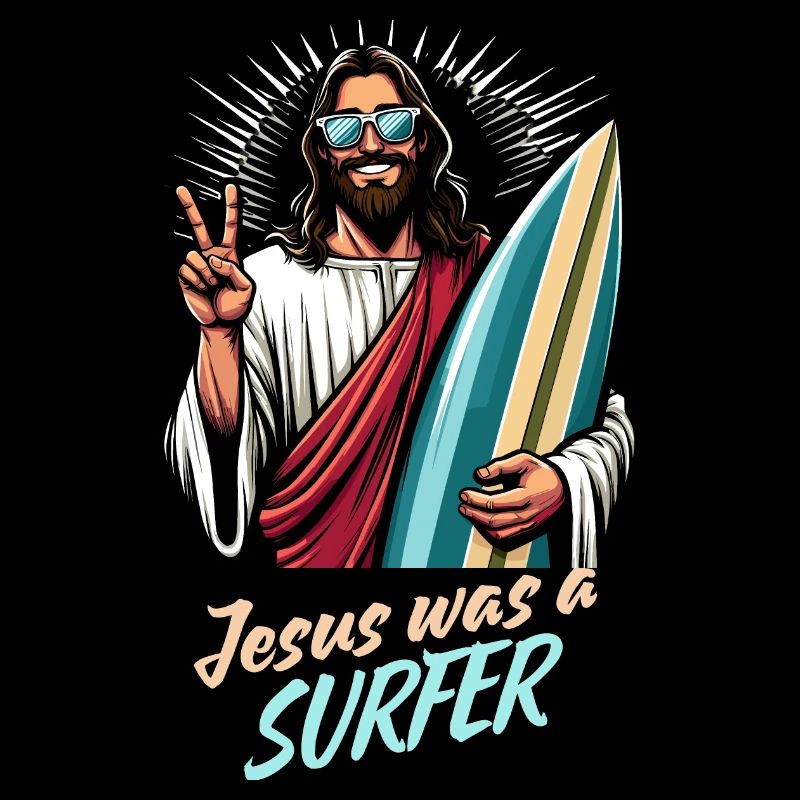 Surfer Surfing Jesus Urlaub Cool