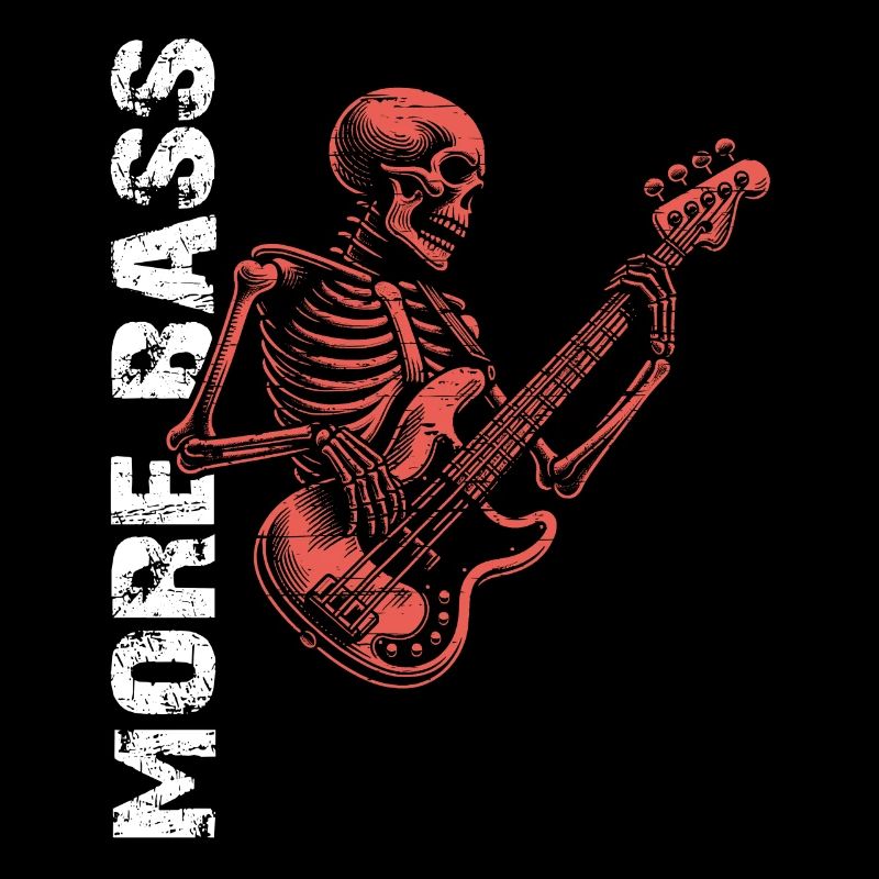 Crâne de squelette avec guitare basse et basse Saying More