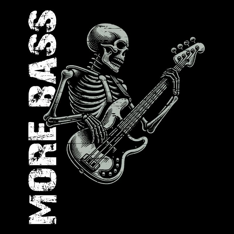 Crâne de squelette avec guitare basse et basse Saying More