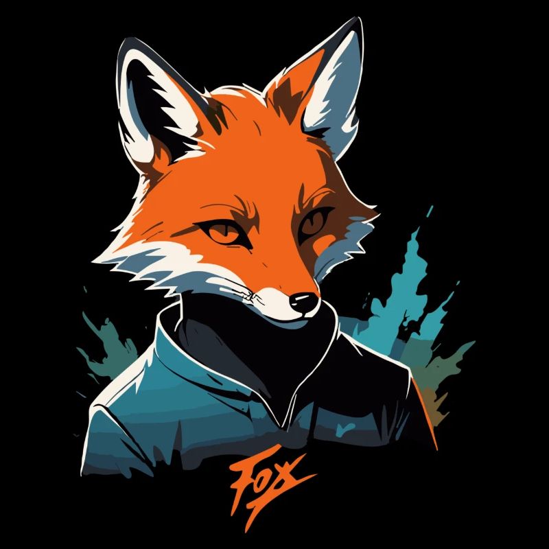 Fox Cartoon Cool Coloré avec Agent De Pull