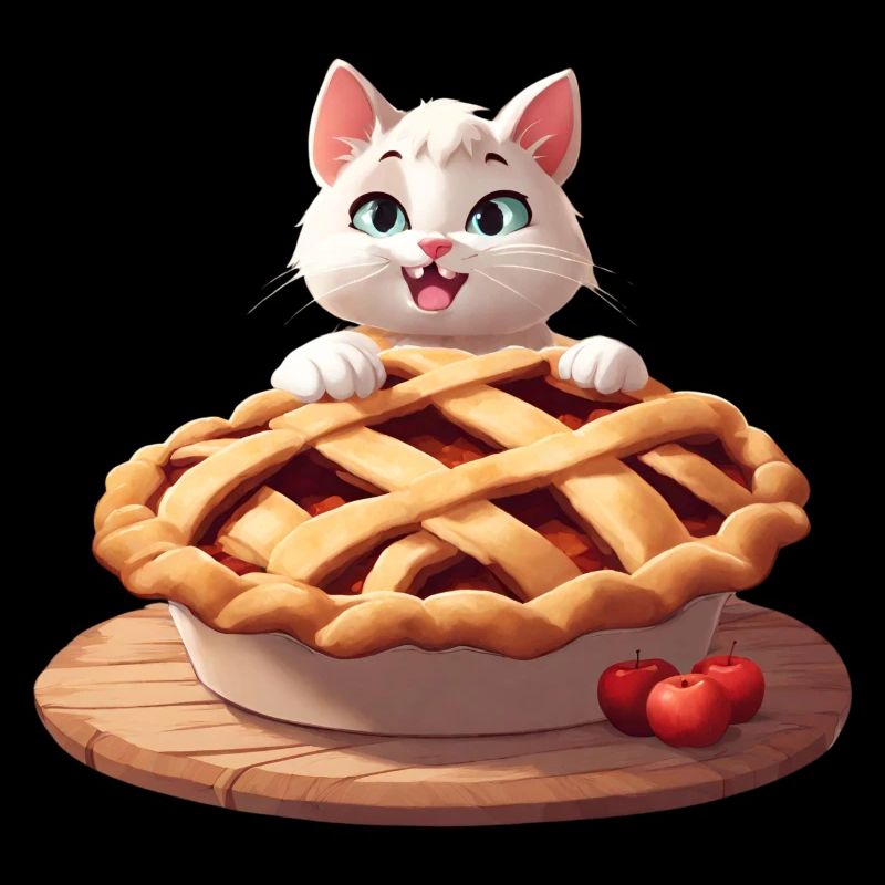 Angorakatze auf Apfelkuchen
