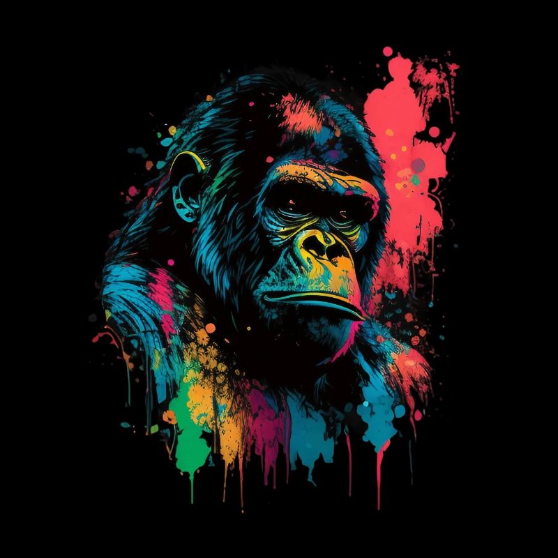 Colorful Gorilla Splash Art Expression