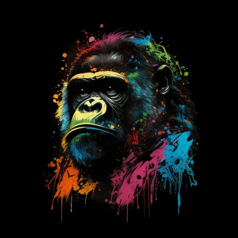 Colorful Gorilla Splash Art Expression