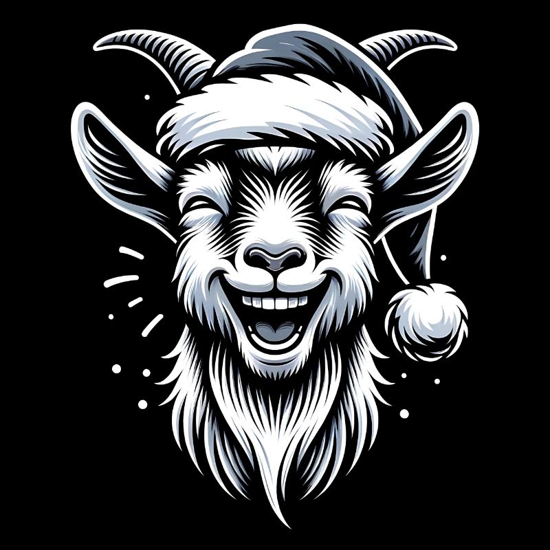 Drôle de chèvre de Noël avec chapeau de Père Noël