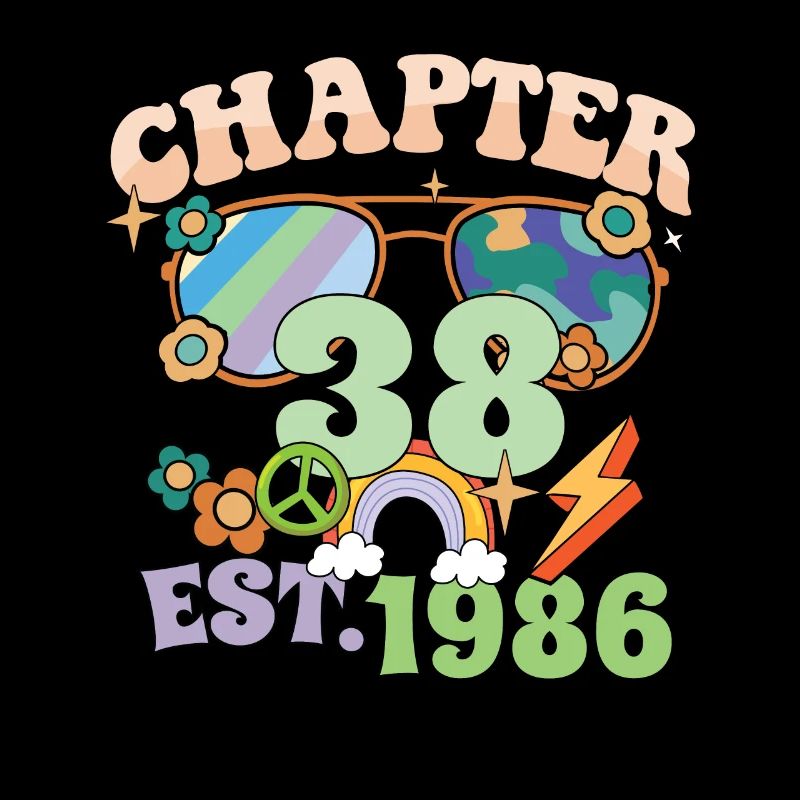 Turning 38 38th Birthday Retro Theme Peace Sign