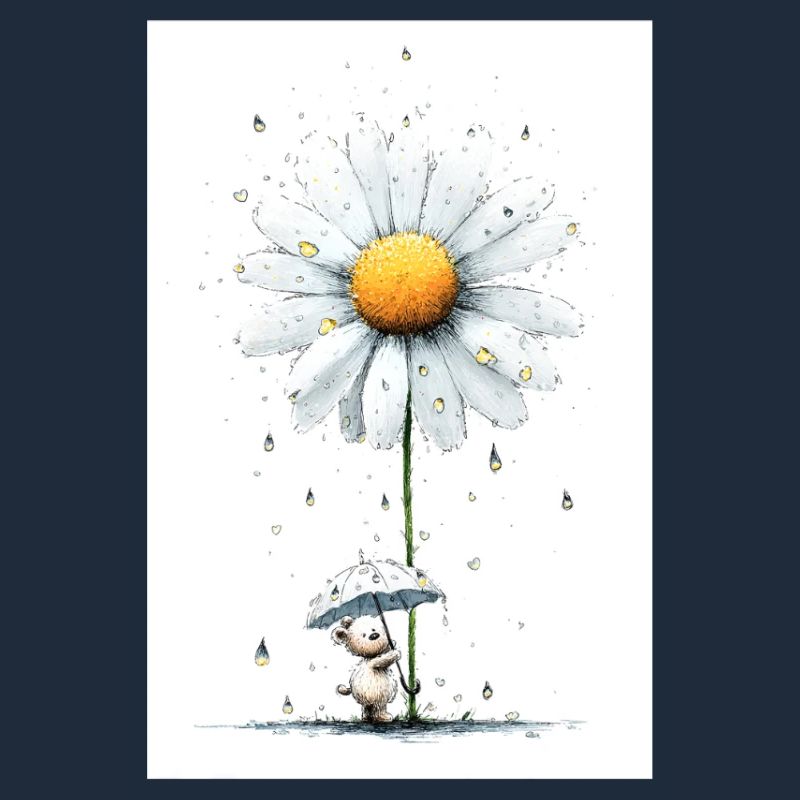 Gänseblümchen Bär mit Regenschirm