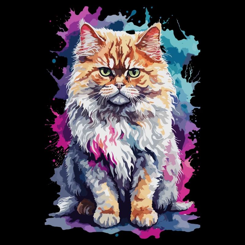 Chat persan persan dans un design coloré et cool
