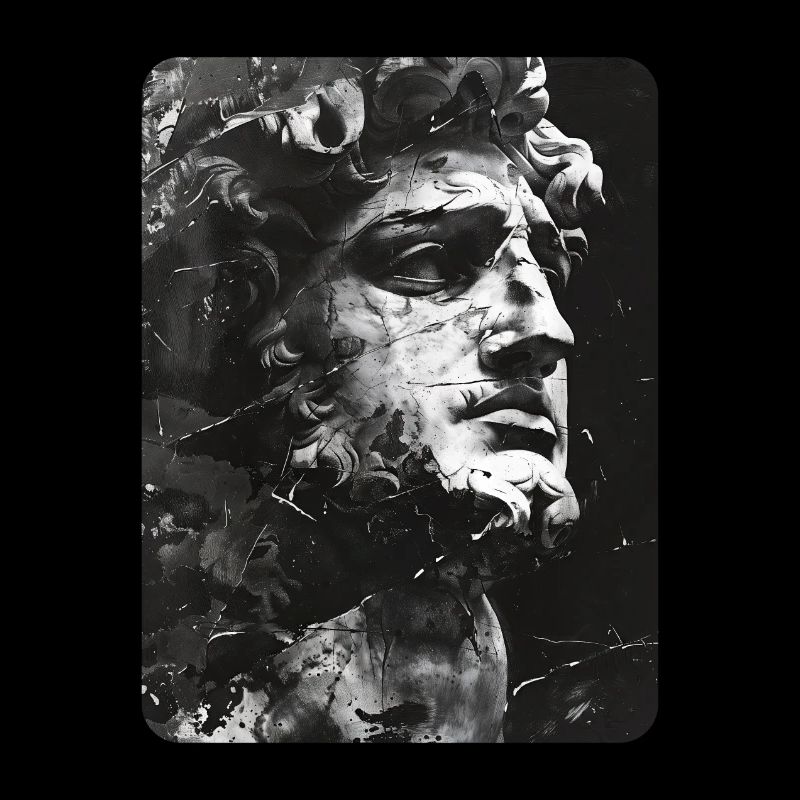 visage brisé d’une statue de marbre