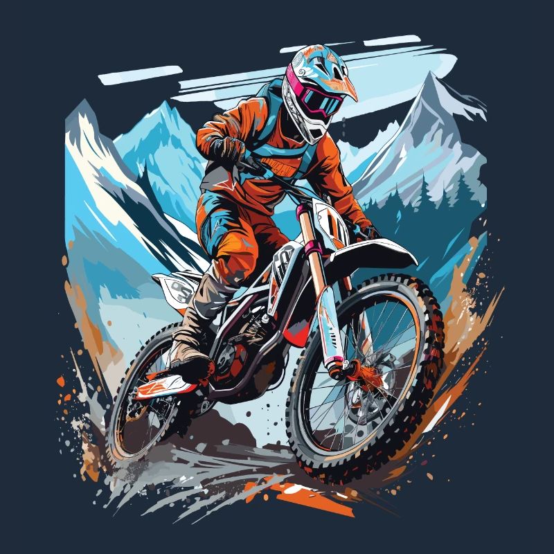 Motocross with a mountain backdrop