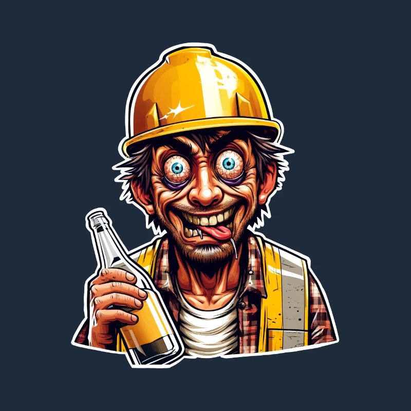 Construction Worker Beer Drunk Funny