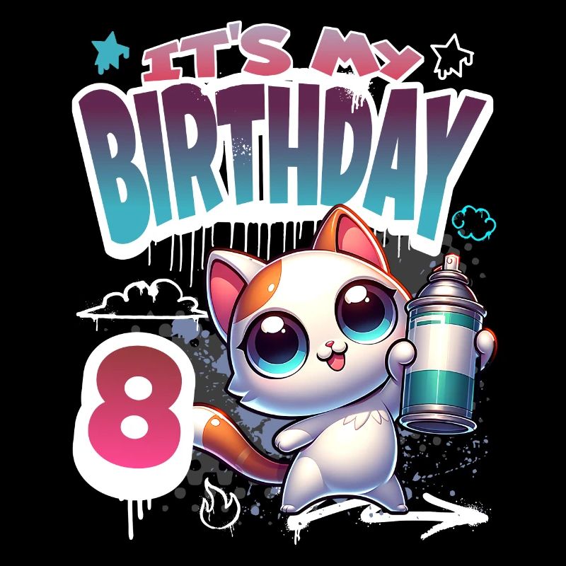 8th Birthday Cat Graffiti