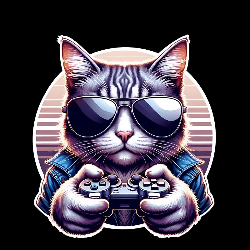 Cat Gamer Gaming Nerd