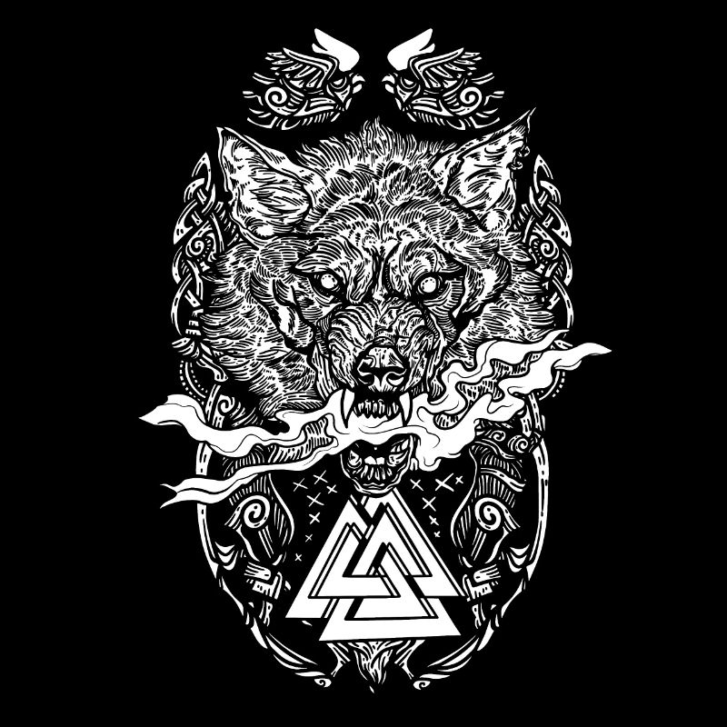 Fenrir Wikinger Runen Design Fenriswolf Germanen