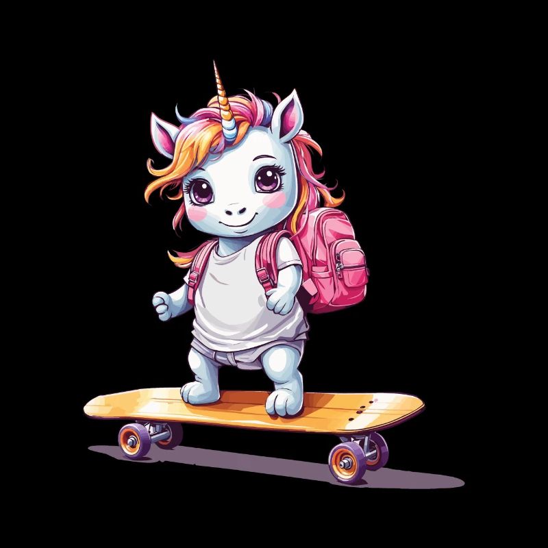 Unicorn student on skateboard design