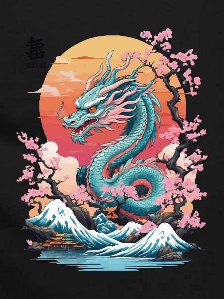 Japansk Dragon Tattoo Æstetisk Streetwear