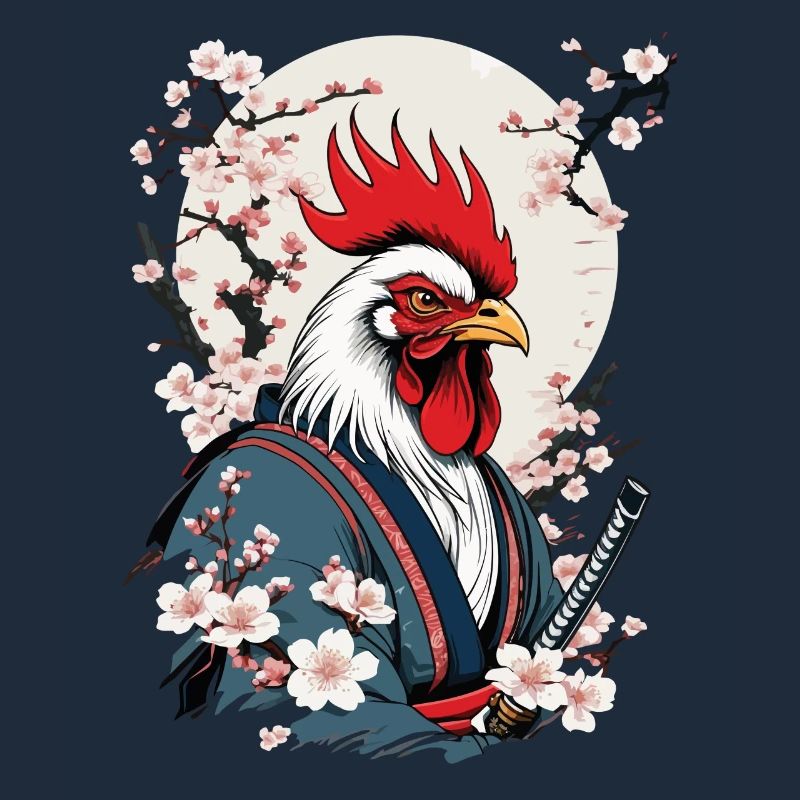 Coq Vintage samouraï Ukiyo-E Style Design