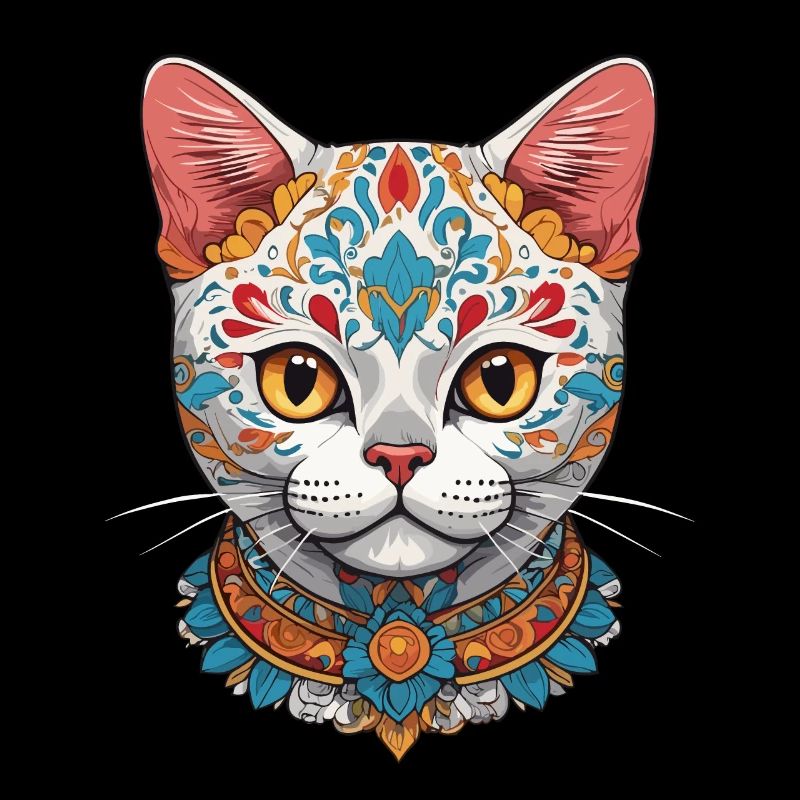 Cat Iconic Sugar Skull Mexican