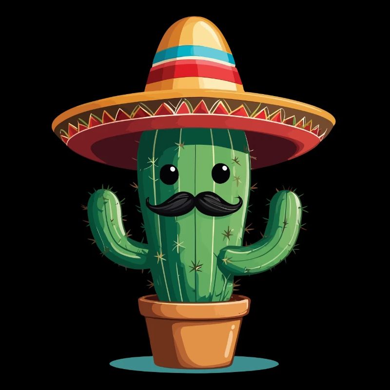 Cactus Fiesta Cacti With Sombrero Funny